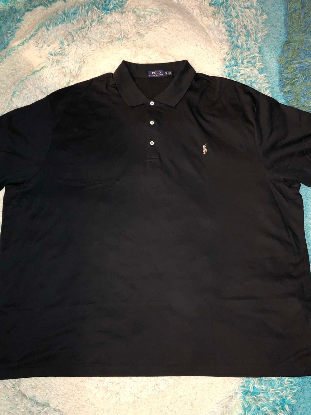 Polo Ralph Lauren Mens Polo Shirt 5XB Big & Tall Black Cotton Short Sleeve